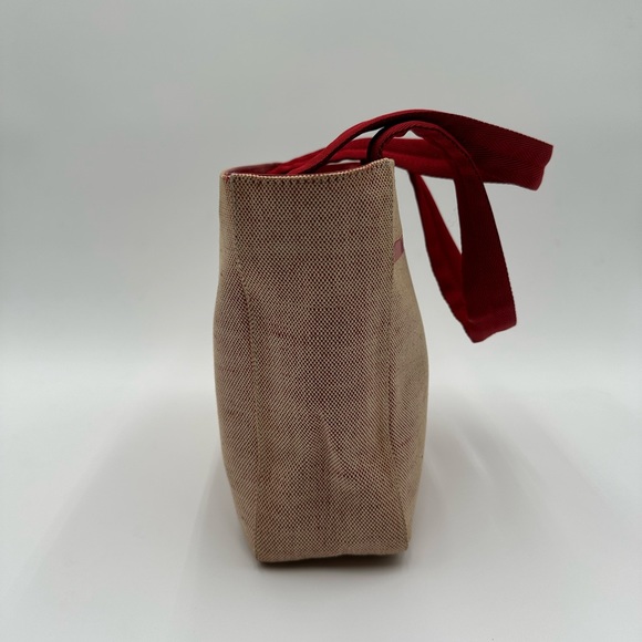 Authentic Prada Red & Beige Canvas Handbag - Picture 9 of 17